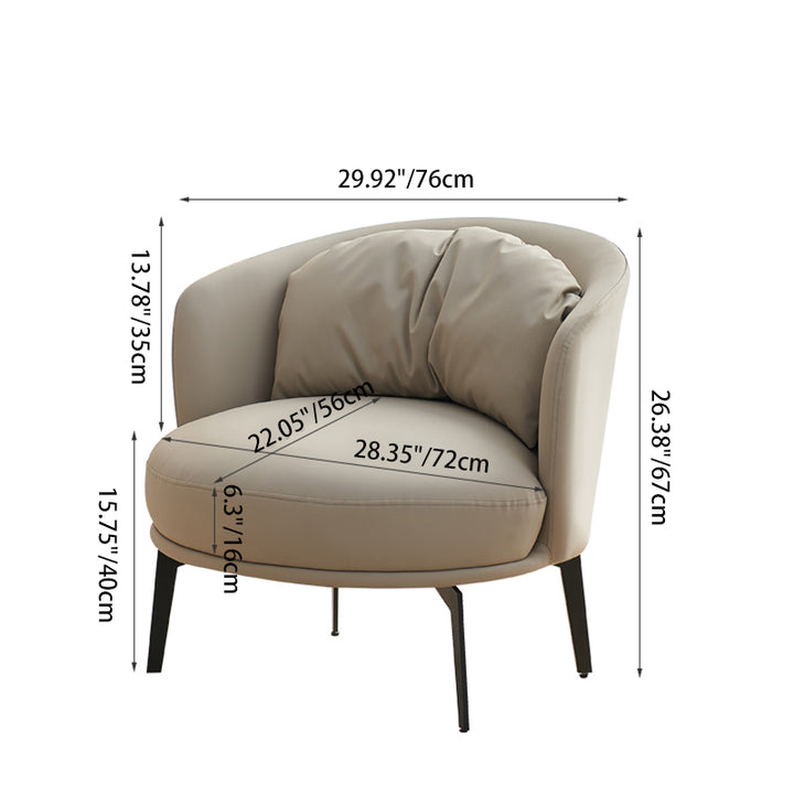 Chaise d'appoint contemporaine scandinave ronde en cuir PU avec dossier pour salon 