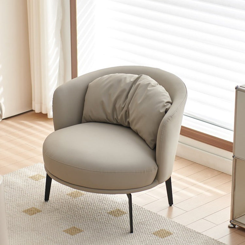 Contemporary Scandinavian Round PU Leather Upholstered Accent Chair Backrest For Living Room