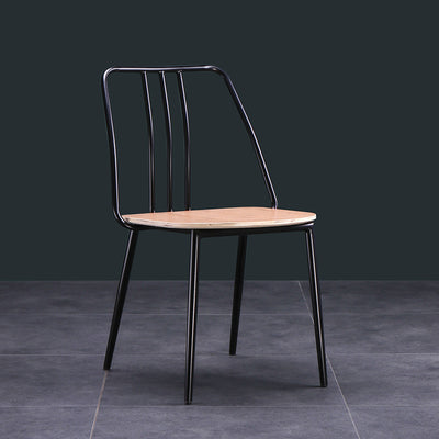 Contemporary Scandinavian Square Solid Wood Iron Legs Dining Chair Backrest For Dining Room