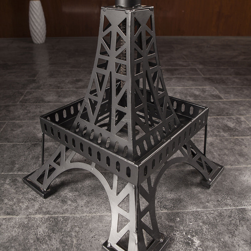 Contemporary Creative Round Pine Wood Iron Eiffel Tower Design Height Adjustable Swivel Bar Stool Footrest For Dining Room