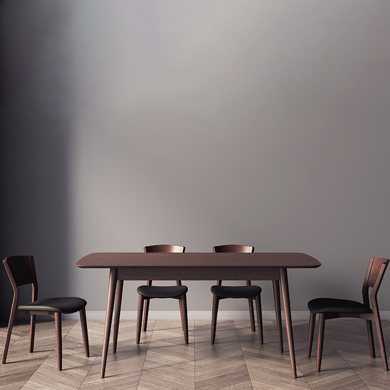 Contemporary Scandinavian Square Microfiber Leather Upholstered Solid Wood Dining Chair Backrest For Dining Room