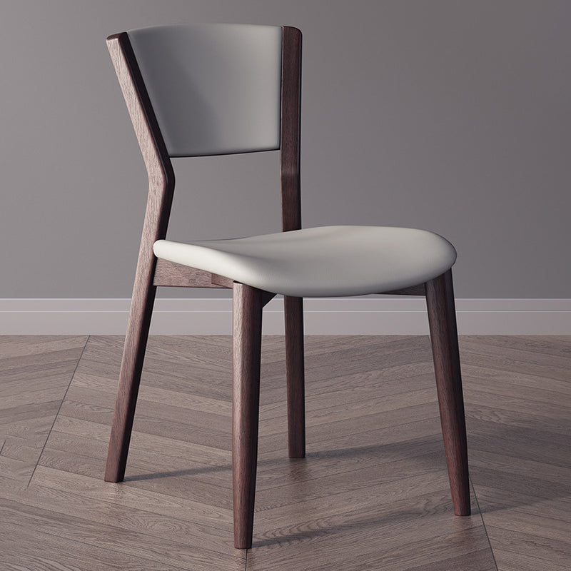Contemporary Scandinavian Square Microfiber Leather Upholstered Solid Wood Dining Chair Backrest For Dining Room