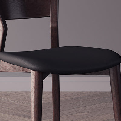 Contemporary Scandinavian Square Microfiber Leather Upholstered Solid Wood Dining Chair Backrest For Dining Room