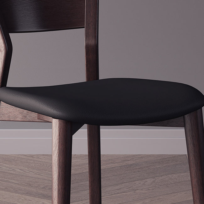 Contemporary Scandinavian Square Microfiber Leather Upholstered Solid Wood Dining Chair Backrest For Dining Room