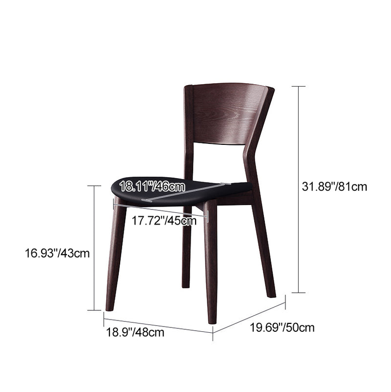Contemporary Scandinavian Square Microfiber Leather Upholstered Solid Wood Dining Chair Backrest For Dining Room