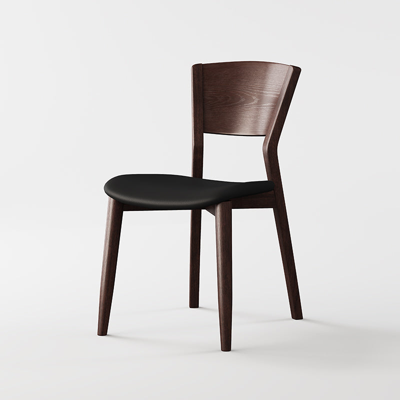 Contemporary Scandinavian Square Microfiber Leather Upholstered Solid Wood Dining Chair Backrest For Dining Room
