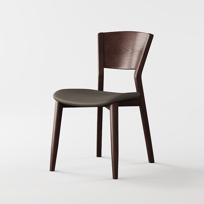 Contemporary Scandinavian Square Microfiber Leather Upholstered Solid Wood Dining Chair Backrest For Dining Room