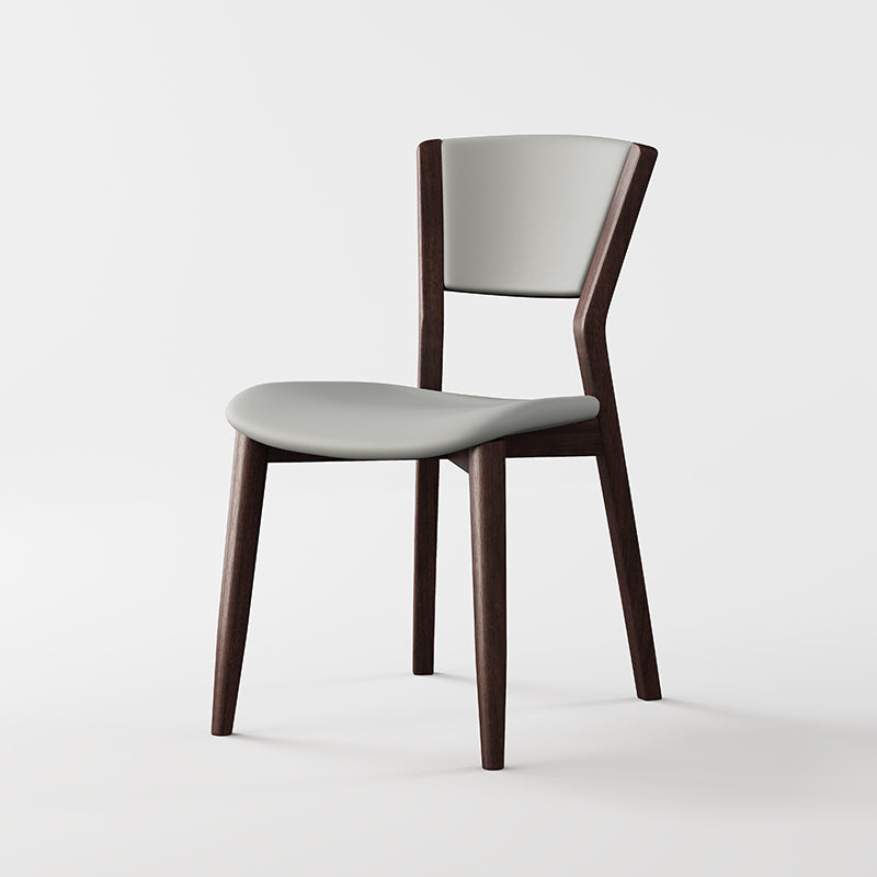 Contemporary Scandinavian Square Microfiber Leather Upholstered Solid Wood Dining Chair Backrest For Dining Room