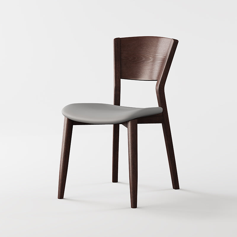 Contemporary Scandinavian Square Microfiber Leather Upholstered Solid Wood Dining Chair Backrest For Dining Room