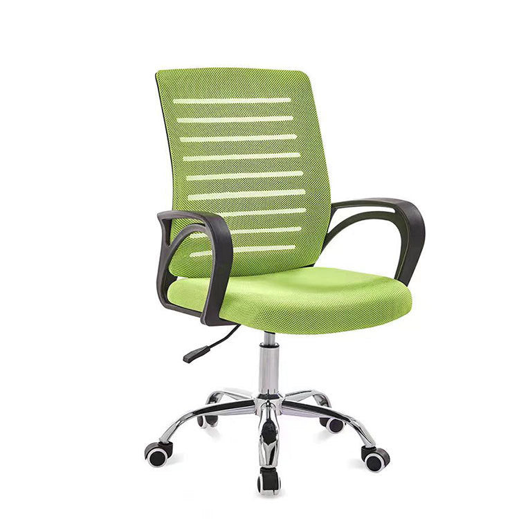 Contemporary Simplicity Breathable Mesh Fabric Upholstered Height Adjustable Swivel Desk Chair Stainless Steel Casters For Home Office