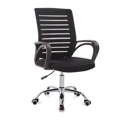 Contemporary Simplicity Breathable Mesh Fabric Upholstered Height Adjustable Swivel Desk Chair Stainless Steel Casters For Home Office