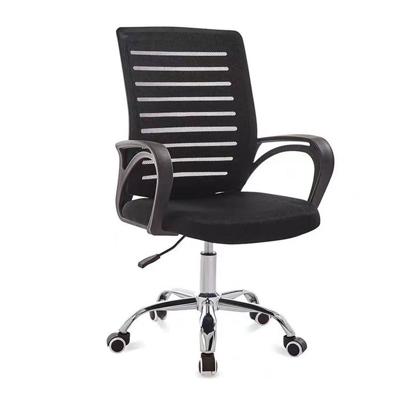 Contemporary Simplicity Breathable Mesh Fabric Upholstered Height Adjustable Swivel Desk Chair Stainless Steel Casters For Home Office