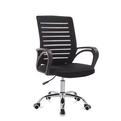 Contemporary Simplicity Breathable Mesh Fabric Upholstered Height Adjustable Swivel Desk Chair Stainless Steel Casters For Home Office