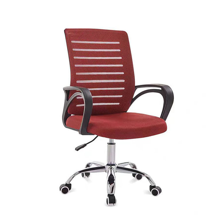 Contemporary Simplicity Breathable Mesh Fabric Upholstered Height Adjustable Swivel Desk Chair Stainless Steel Casters For Home Office