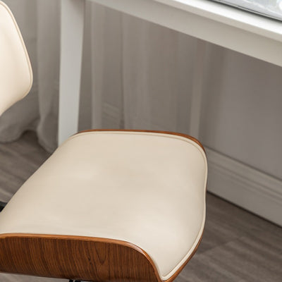 Contemporary Simplicity Curved PU Leather Veneered Solid Wood Height Adjustable Swivel Desk Chair Casters For Home Office
