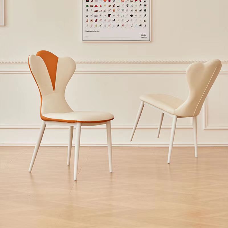Contemporary Scandinavian Microfiber Leather Carbon Steel Vanity Stool Curved Backrest For Bedroom
