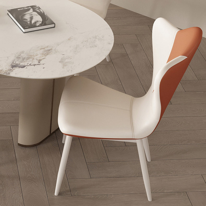 Contemporary Scandinavian Microfiber Leather Carbon Steel Vanity Stool Curved Backrest For Bedroom