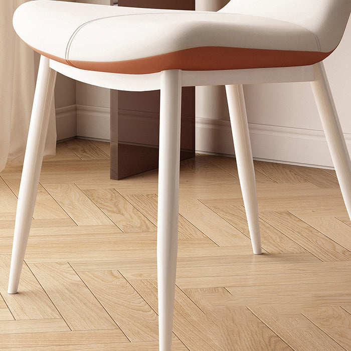 Contemporary Scandinavian Microfiber Leather Carbon Steel Vanity Stool Curved Backrest For Bedroom
