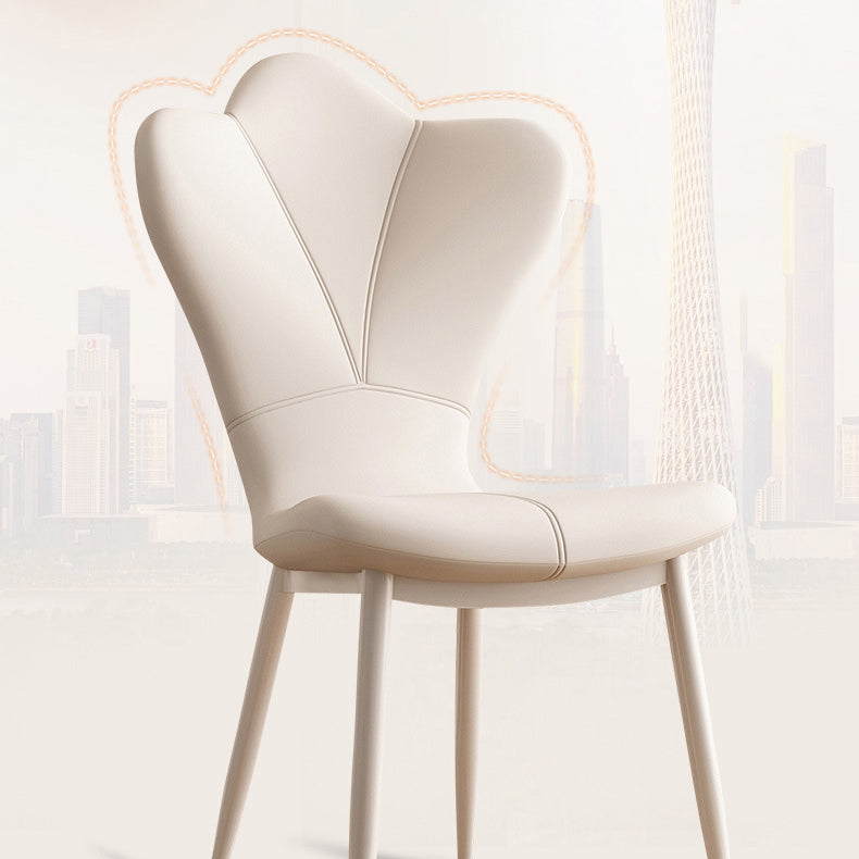 Contemporary Scandinavian Microfiber Leather Carbon Steel Vanity Stool Curved Backrest For Bedroom