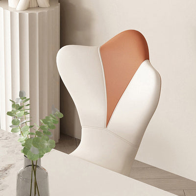 Contemporary Scandinavian Microfiber Leather Carbon Steel Vanity Stool Curved Backrest For Bedroom