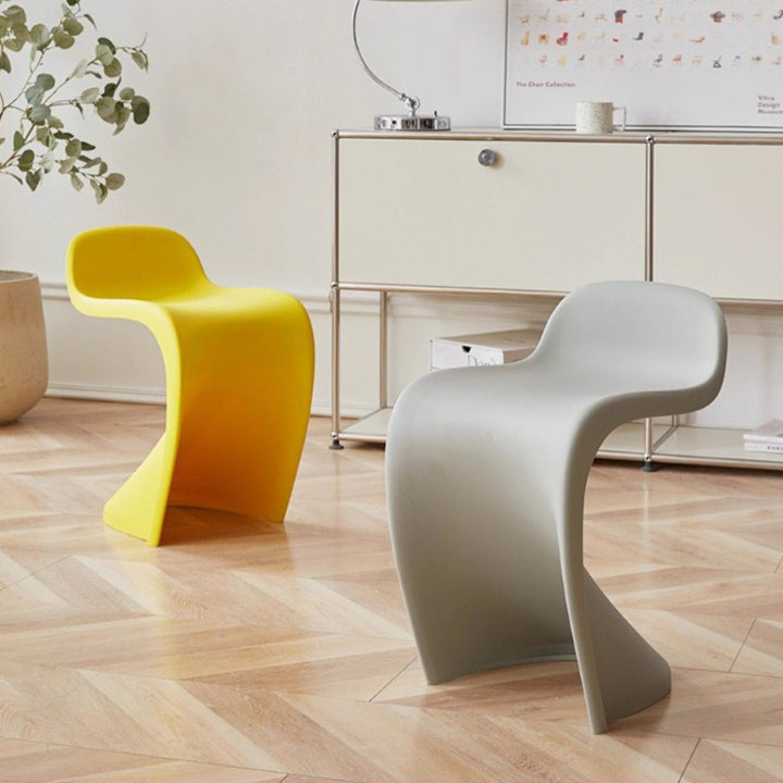 Contemporary Creative Arc Plastic Stackable Vanity Stool Low Back For Bedroom