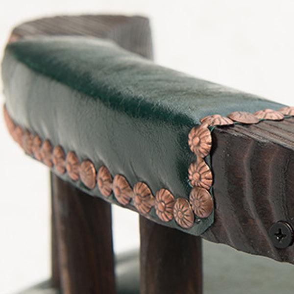 Zeitgenössischer, schlichter Barhocker mit niedrigem Rücken und Fußstütze, aus Kunstleder mit Ölwachs-Finish, gepolstert, Metall, verstellbar und drehbar, für das Esszimmer 
