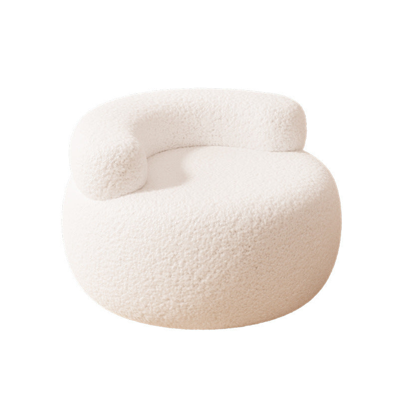 Contemporary Creative Lamb Fleece Round Pouf Low Stool Backrest For Living Room