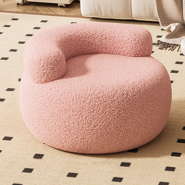 Contemporary Creative Lamb Fleece Round Pouf Low Stool Backrest For Living Room