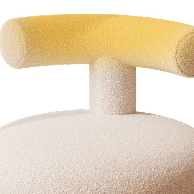 Contemporary Scandinavian Round Lamb Fleece Footstool Casters Backrest For Living Room