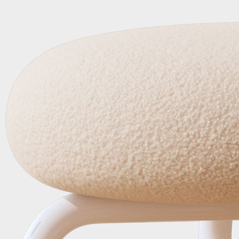 Contemporary Scandinavian Round Lamb Fleece Footstool Casters Backrest For Living Room