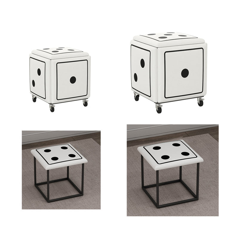 Cube magique de dés créatifs contemporains en cuir synthétique 5-en-1 tabouret combiné empilable à roulettes pour salon 