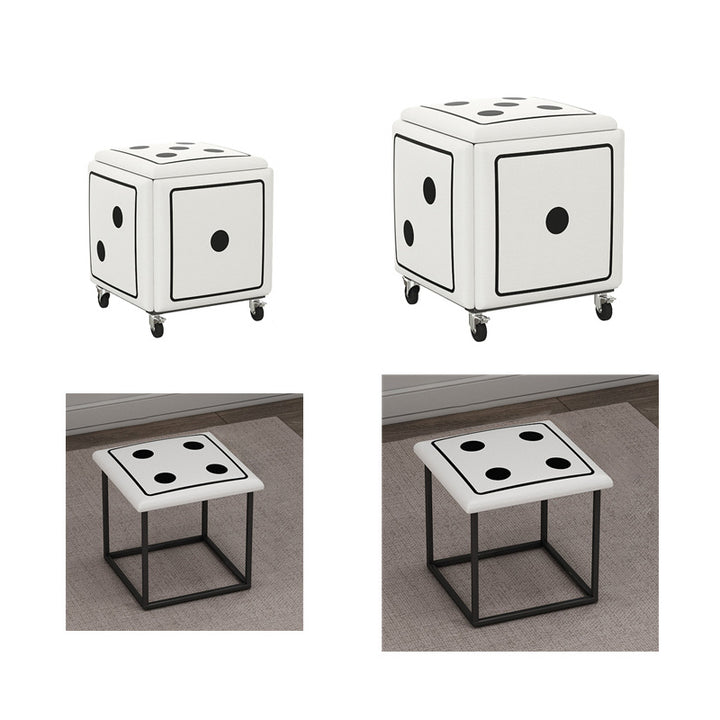 Cube magique de dés créatifs contemporains en cuir synthétique 5-en-1 tabouret combiné empilable à roulettes pour salon 