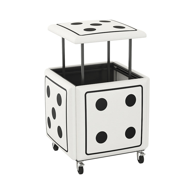 Cube magique de dés créatifs contemporains en cuir synthétique 5-en-1 tabouret combiné empilable à roulettes pour salon 
