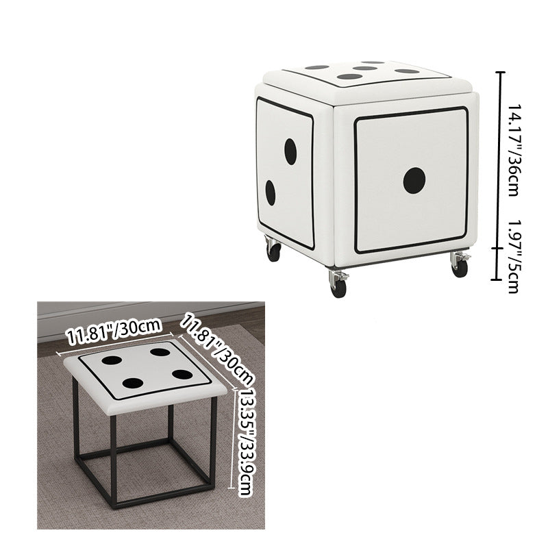 Cube magique de dés créatifs contemporains en cuir synthétique 5-en-1 tabouret combiné empilable à roulettes pour salon 