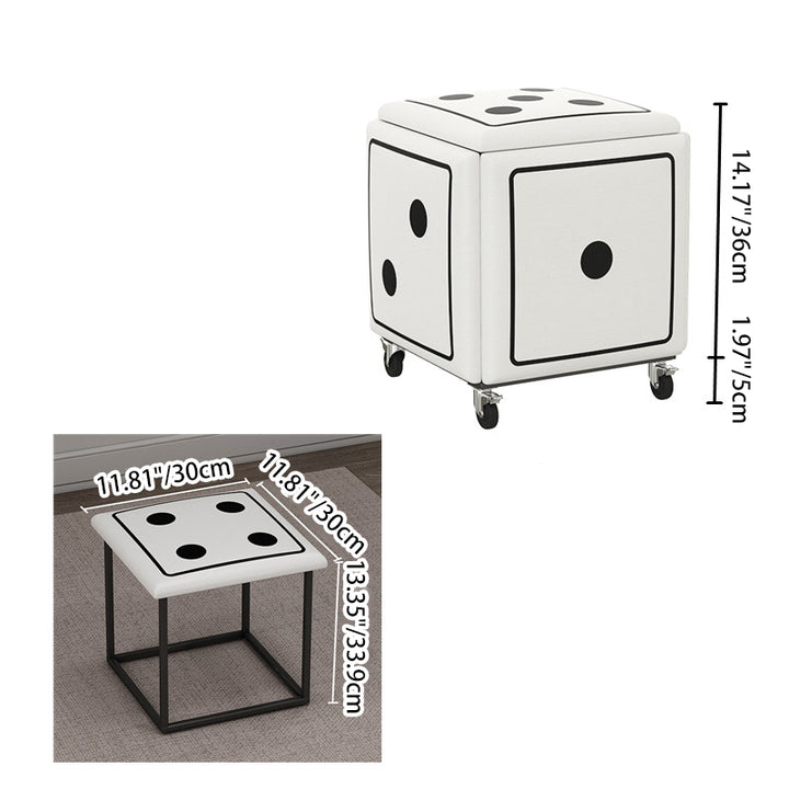 Cube magique de dés créatifs contemporains en cuir synthétique 5-en-1 tabouret combiné empilable à roulettes pour salon 