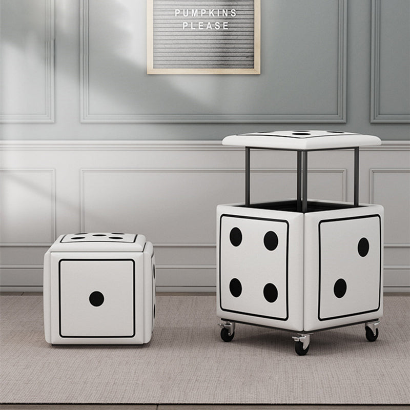 Cube magique de dés créatifs contemporains en cuir synthétique 5-en-1 tabouret combiné empilable à roulettes pour salon 
