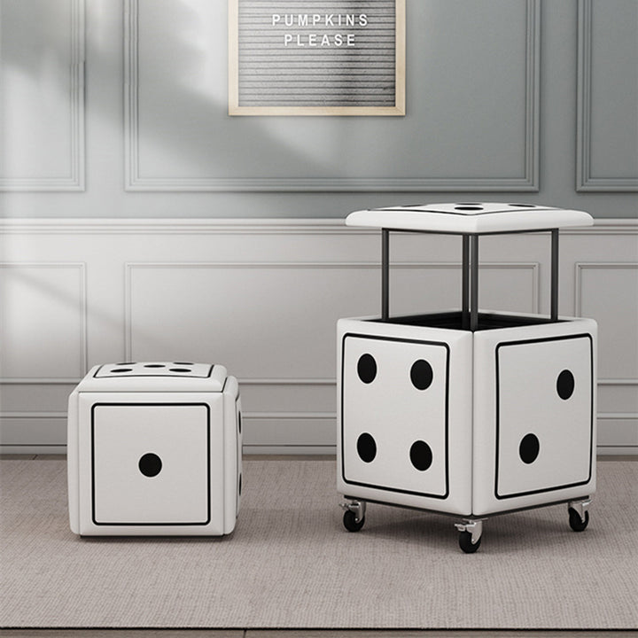 Cube magique de dés créatifs contemporains en cuir synthétique 5-en-1 tabouret combiné empilable à roulettes pour salon 