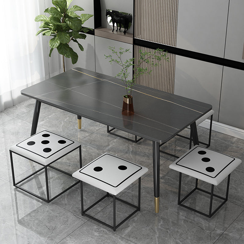 Cube magique de dés créatifs contemporains en cuir synthétique 5-en-1 tabouret combiné empilable à roulettes pour salon 