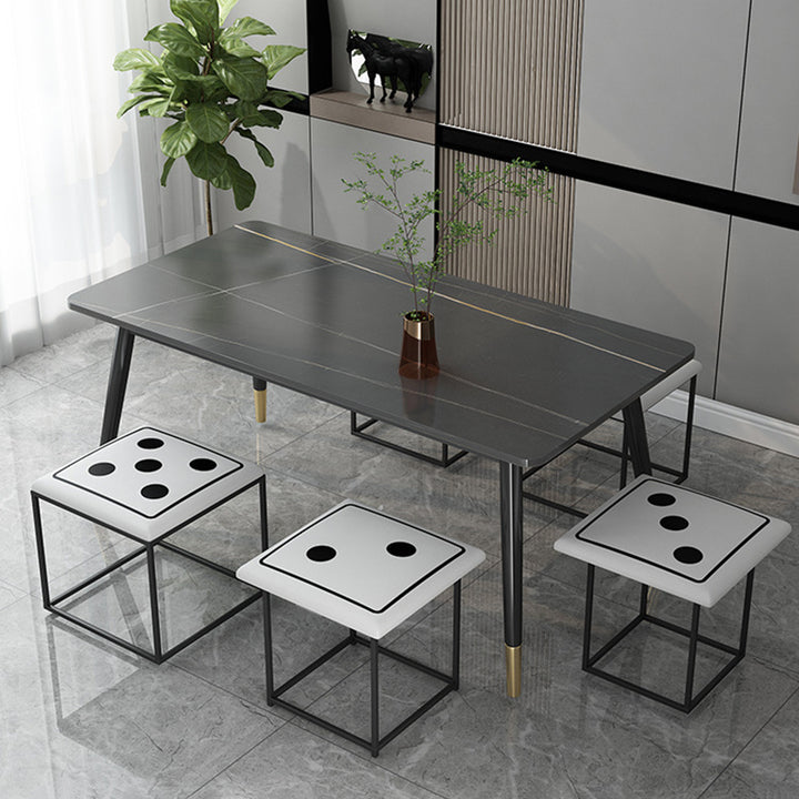 Cube magique de dés créatifs contemporains en cuir synthétique 5-en-1 tabouret combiné empilable à roulettes pour salon 