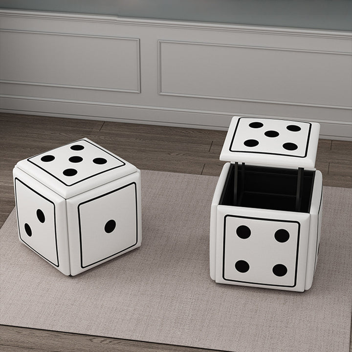 Cube magique de dés créatifs contemporains en cuir synthétique 5-en-1 tabouret combiné empilable à roulettes pour salon 