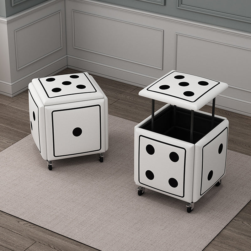 Cube magique de dés créatifs contemporains en cuir synthétique 5-en-1 tabouret combiné empilable à roulettes pour salon 