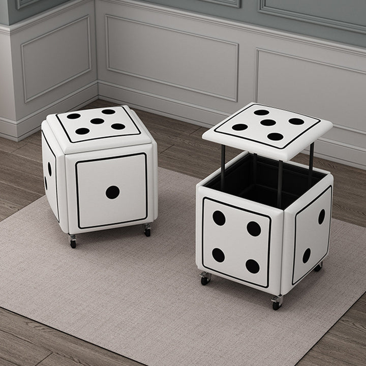 Cube magique de dés créatifs contemporains en cuir synthétique 5-en-1 tabouret combiné empilable à roulettes pour salon 