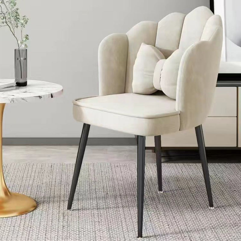 Tabouret de coiffeuse en velours pétale créatif contemporain avec dossier pour la salle à manger 
