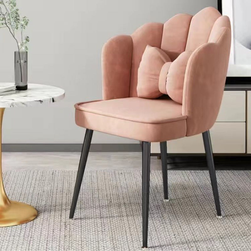 Tabouret de coiffeuse en velours pétale créatif contemporain avec dossier pour la salle à manger 