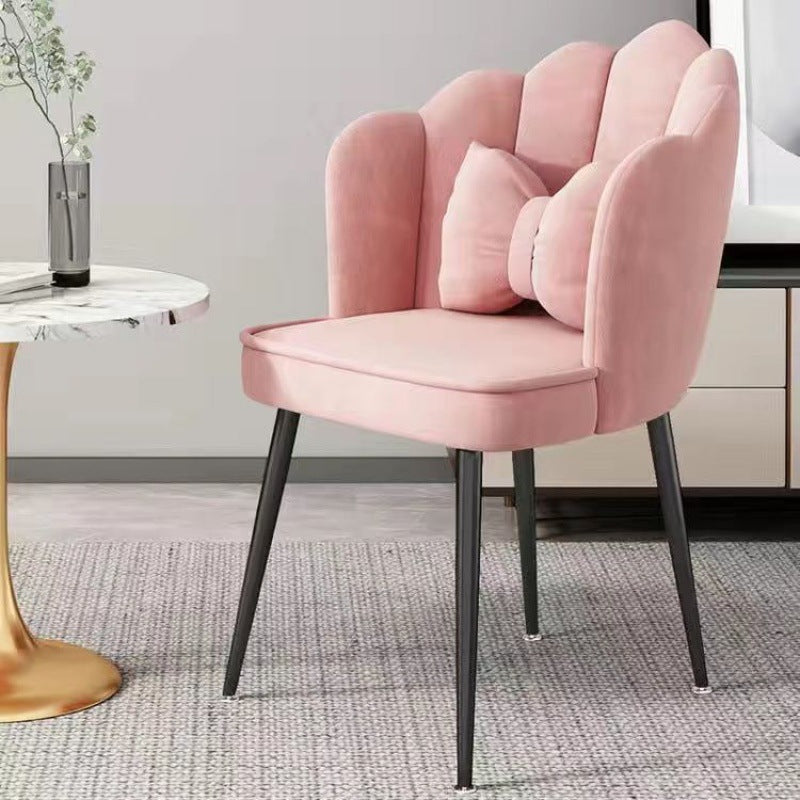 Tabouret de coiffeuse en velours pétale créatif contemporain avec dossier pour la salle à manger 