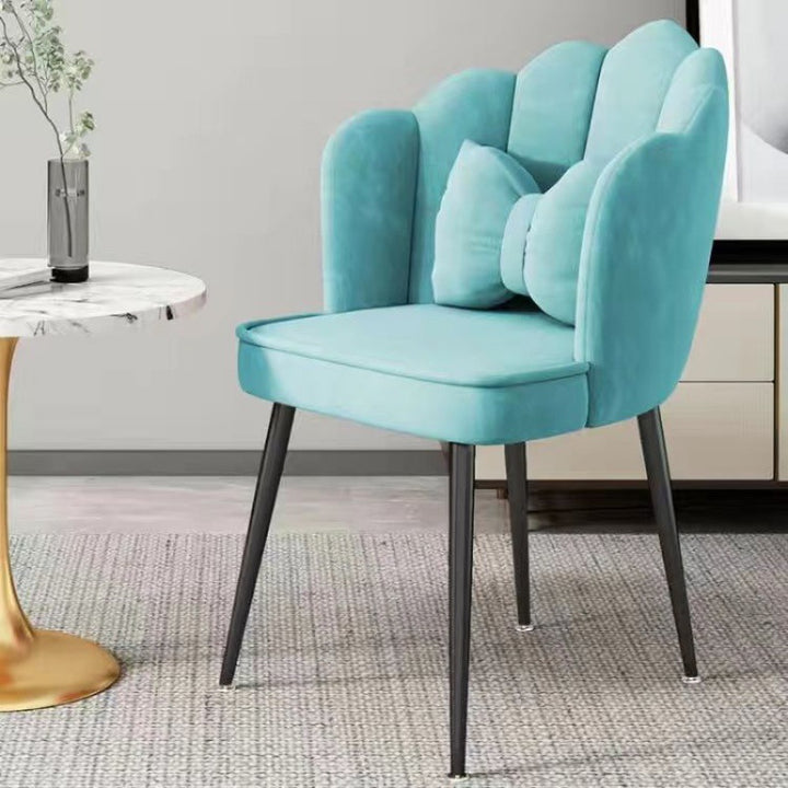 Tabouret de coiffeuse en velours pétale créatif contemporain avec dossier pour la salle à manger 