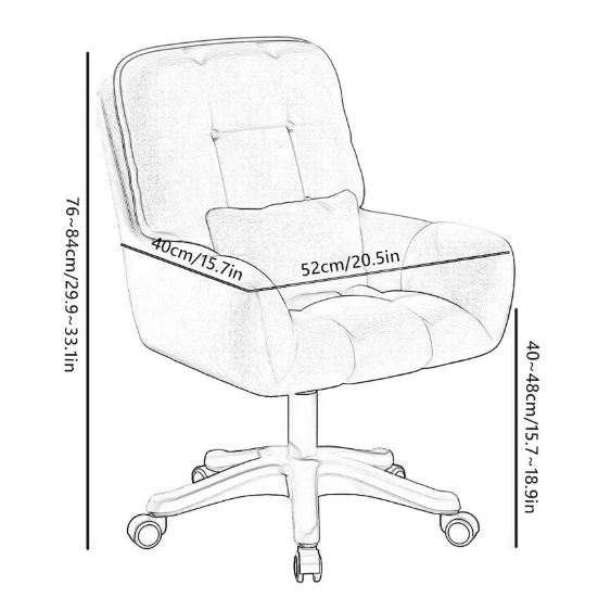 Modern Simplicity Square Tufted Velvet Upholstered Nylon Base Height Adjustable Swivel Desk Chair Casters For Home Office