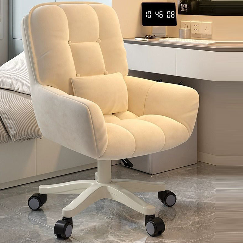 Modern Simplicity Square Tufted Velvet Upholstered Nylon Base Height Adjustable Swivel Desk Chair Casters For Home Office