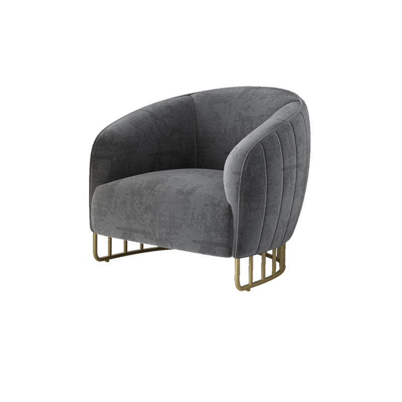 Contemporary Luxury Curved Velvet Upholstered Iron Accent Chair Backrest For Living Room
