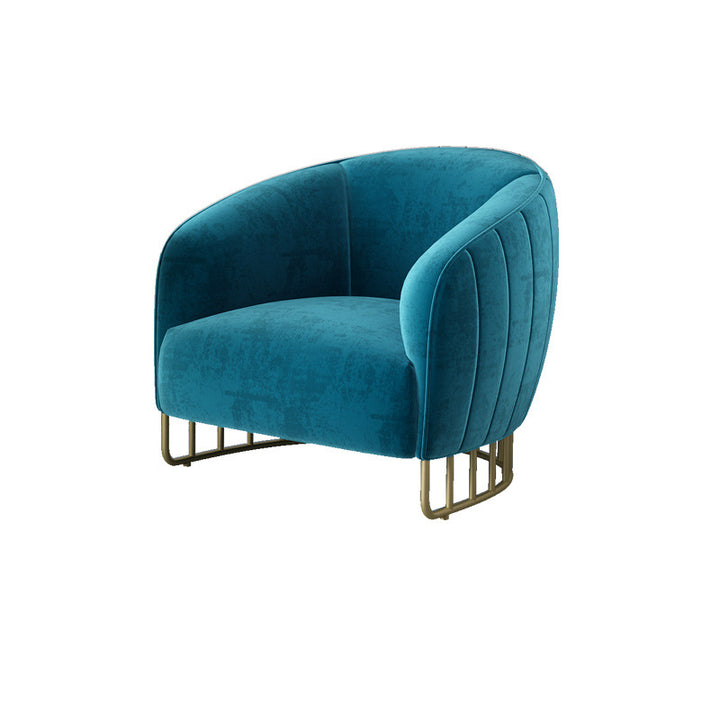 Contemporary Luxury Curved Velvet Upholstered Iron Accent Chair Backrest For Living Room